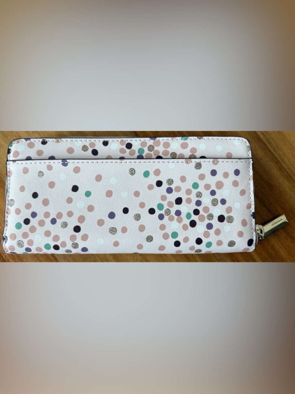 NWOT - Kate Spade White Polka Dot Wallet with Multicolor Dots - Picture 2 of 6